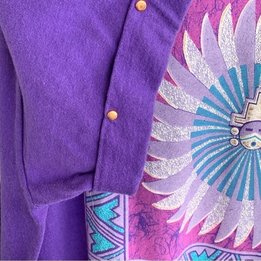 Vintage Aztec Design Shirt Adult Large Purple Women’s 90s Tee Made in USA - Picture 2 of 8